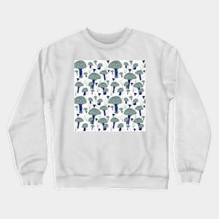 Blue Fly Agaric Mushroom and Grass Crewneck Sweatshirt